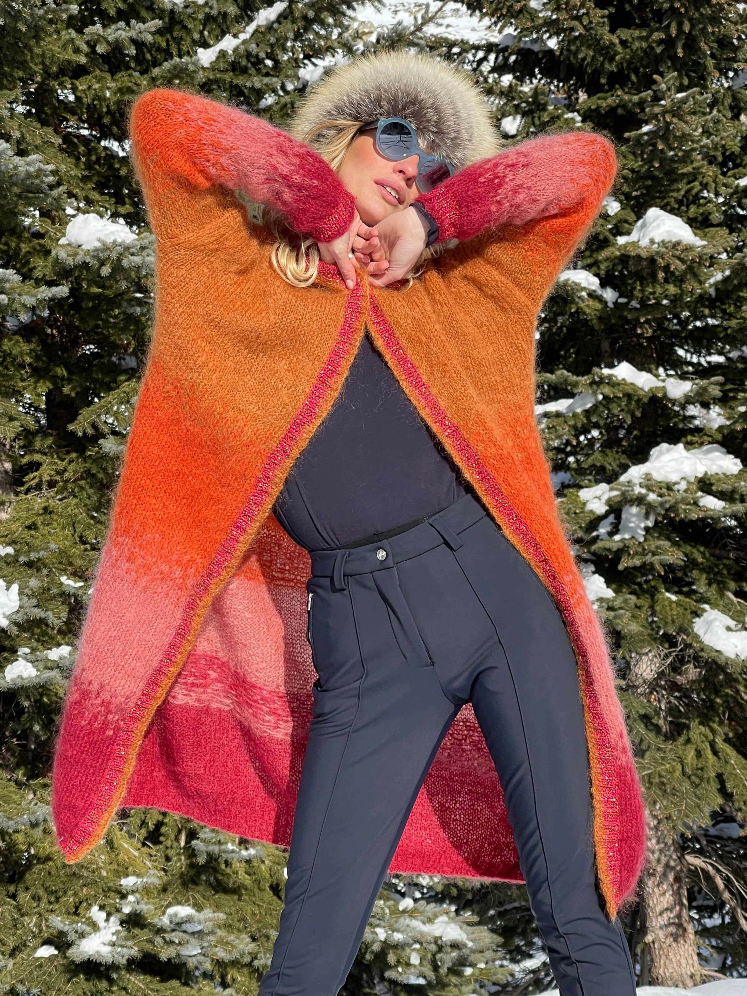 Rose Carmine BORDEAUX TIE&DYE 4 COLORS HOODIE COAT- Coats