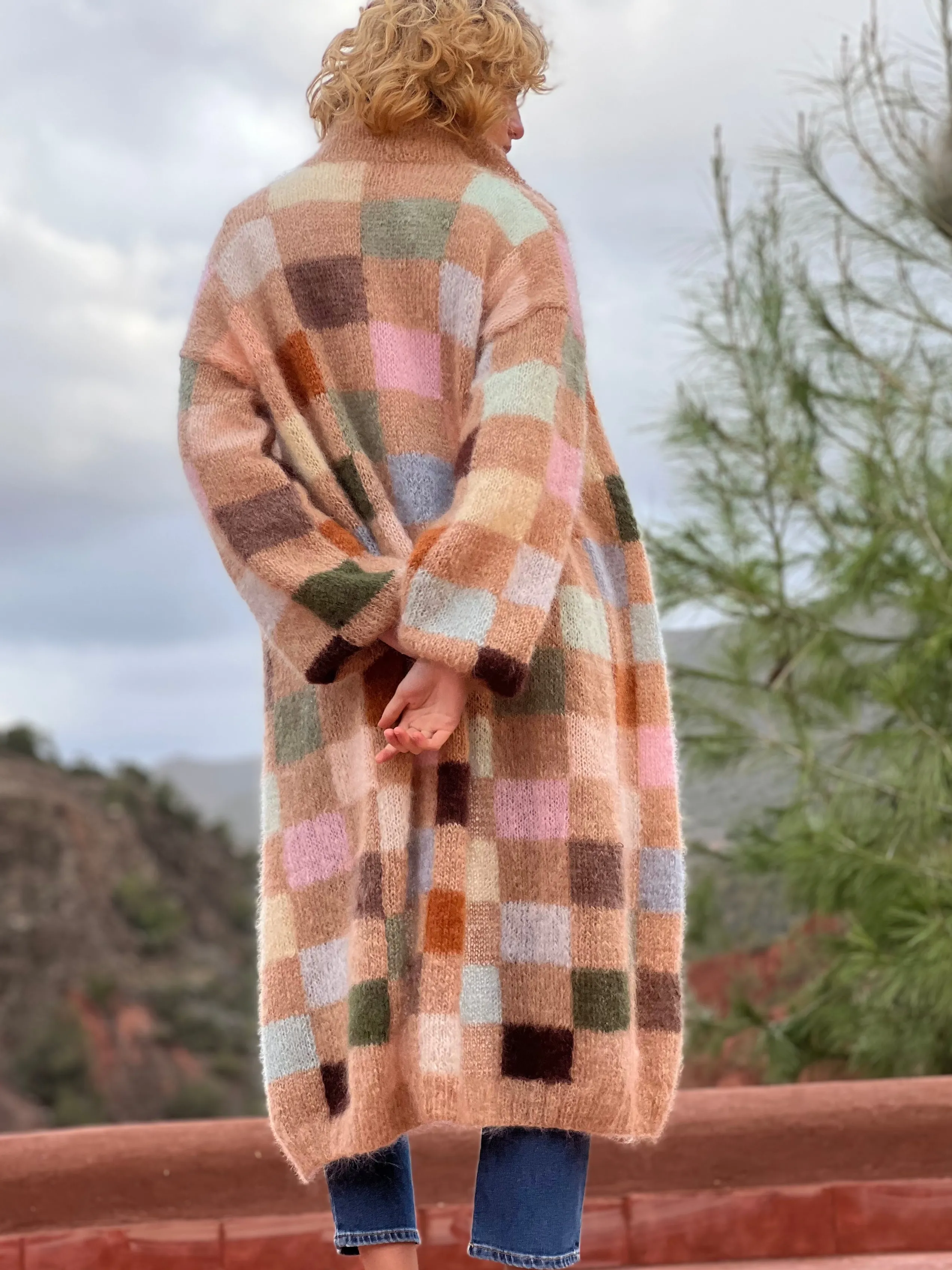 Rose Carmine COAT PIXELS BEIGE- Coats