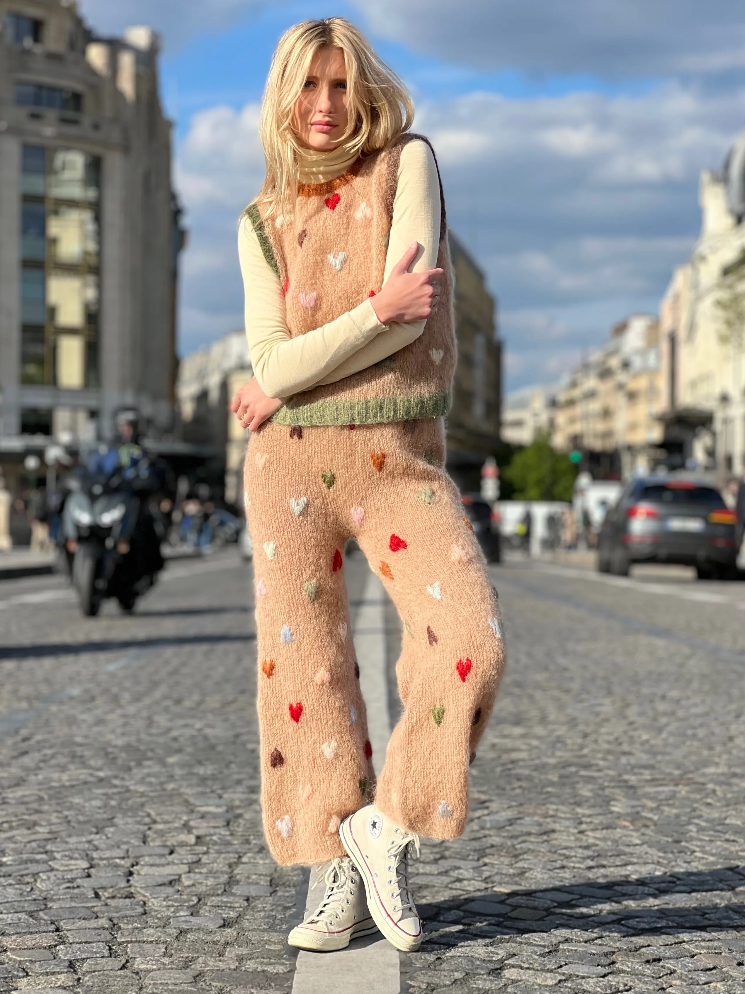 Rose Carmine PANTS MON AMOUR BEIGE- Bottoms