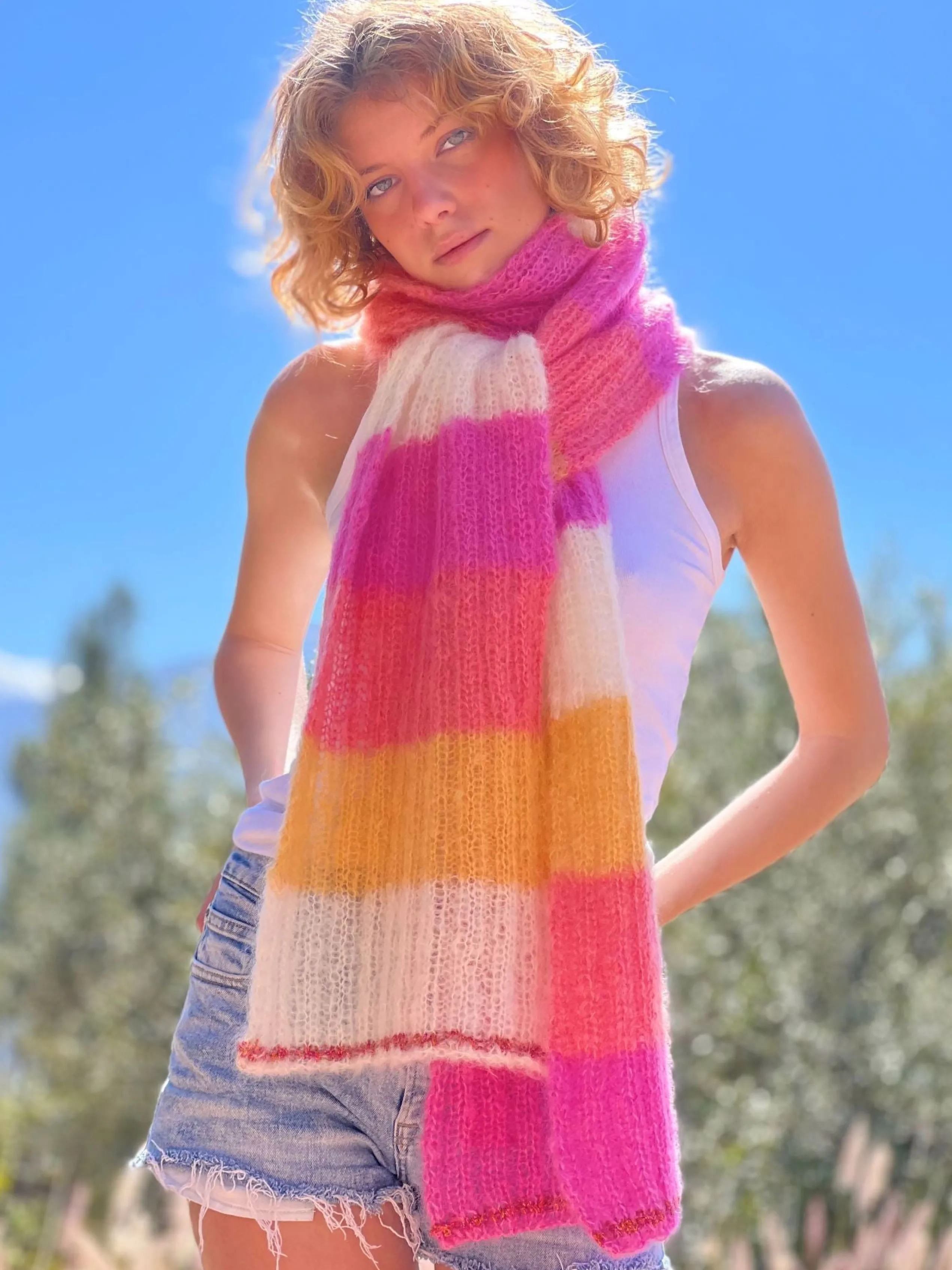 Rose Carmine SCARF STRIPES SUNSHINE- Accessories