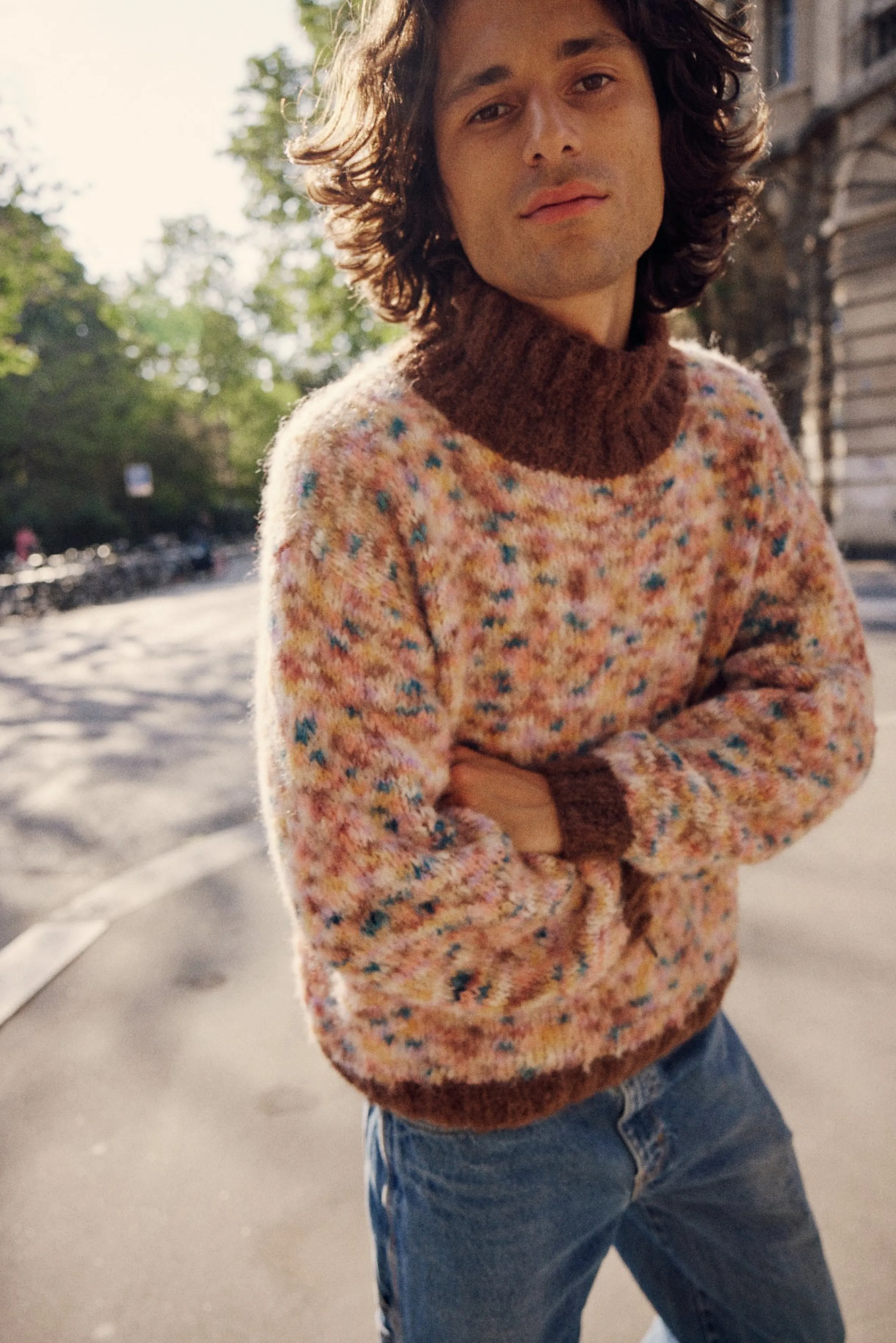Rose Carmine SWEATER HNECK DOUDOU BICOLORE CHOCO- Sweaters