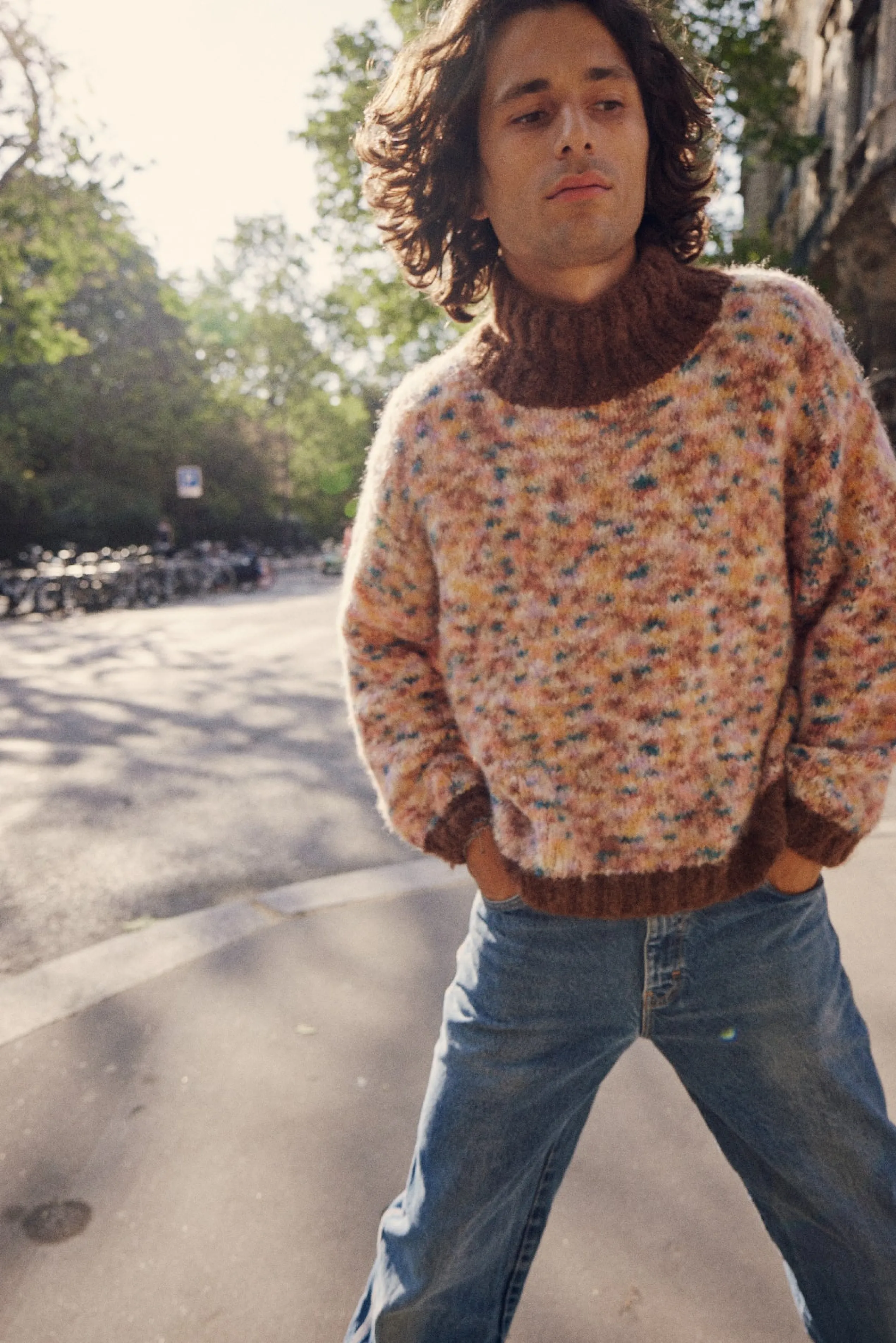 Rose Carmine SWEATER HNECK DOUDOU BICOLORE CHOCO- Sweaters