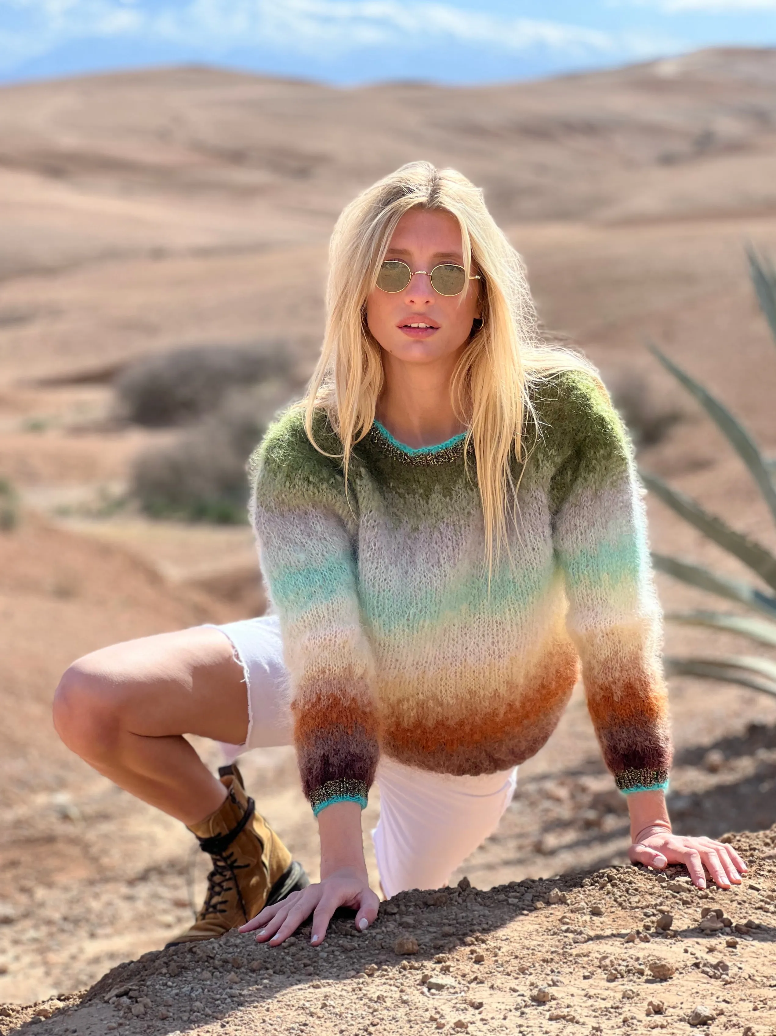 Rose Carmine SWEATER TIE&DYE 12 COLORS CHOCO / KAKI- Iconics | Sweaters